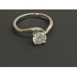 A platinum Diamond solitaire ring 0.9 ct colour D