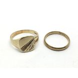 Two 9ct gold rings, approx 7g and approx sizes W a