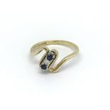 An 18ct sapphire and diamond ring, approx 3.2g, (P