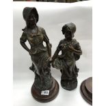 A pair of Victorian spelter harvest figurines with