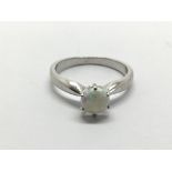 A 14ct white gold ring set with an opal, approx 2.