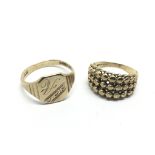 Two 9ct gold rings, approx 6.4g and approx sizes P
