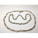 Two 9ct gold necklaces with alternating links, app
