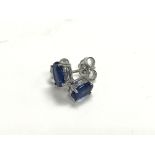 A pair of silver studs set with Kyanite. (Quartz).