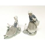 Two Lladro porcelain figures of young girls one fe