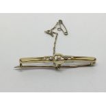 A 15ct gold bar brooch set with seed pearls, appro