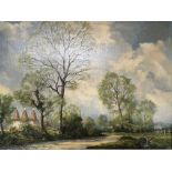 A framed oil painting on canvas English rural 49cm