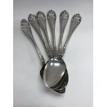A set of 6 sterling silver spoons, approx 122g.