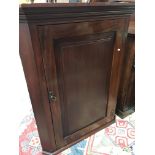 A Georgian mahogany corner cupboard the panel door