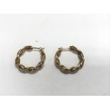 A pair of 9ct gold hoop earrings.