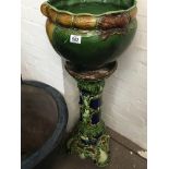 A late 19th century Majolica jardiniere pedestal w