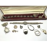 A collection of silver and marcasite jewellery.