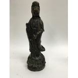 A Chinese bronze Standing figure of Quan Yin 30 cm