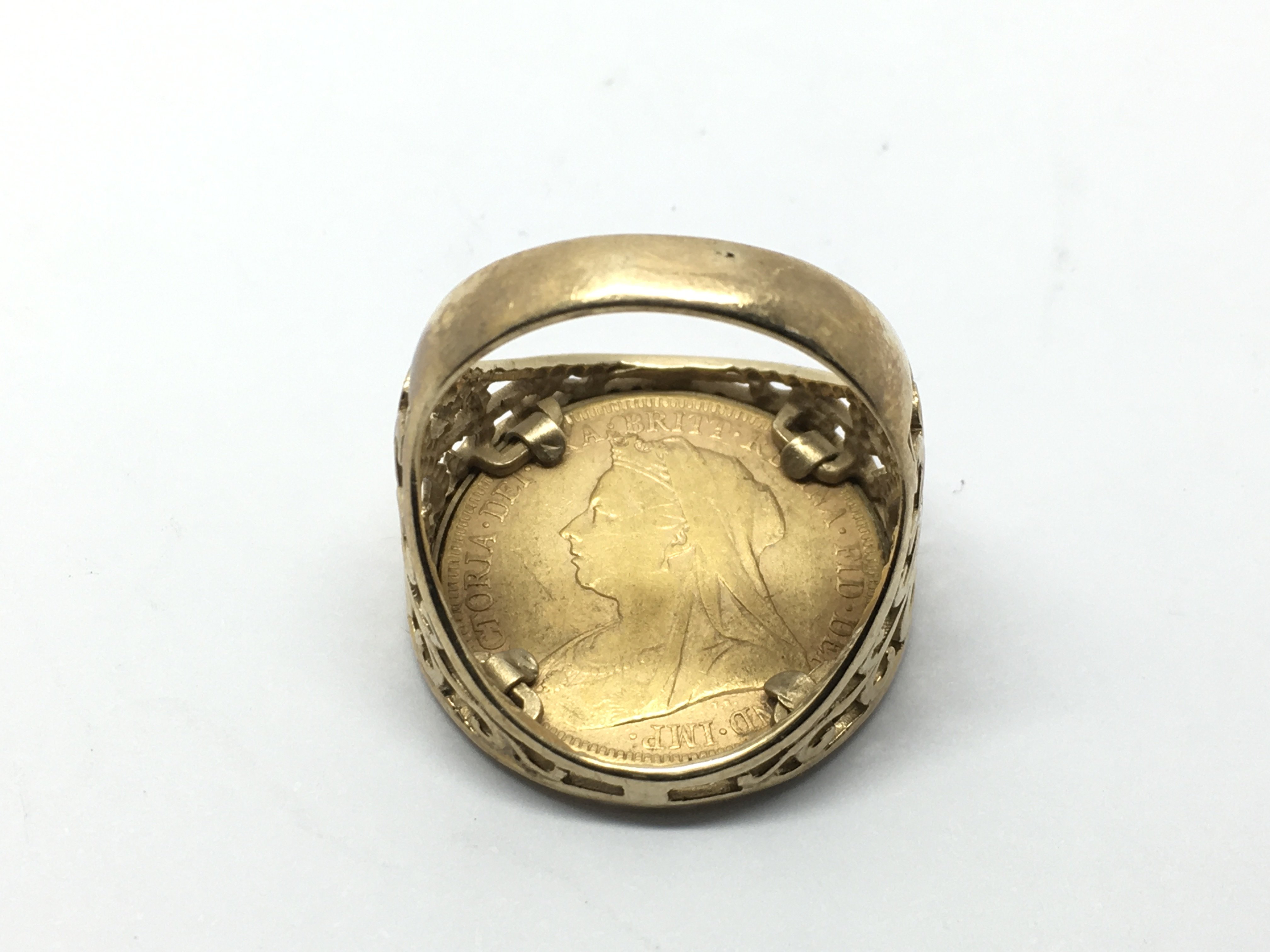 A 9ct gold ring set with an 1895 sovereign, approx - Image 2 of 2