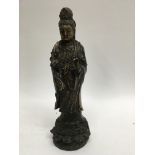 A Chinese bronze Standing figure of Quan Yin 29 cm