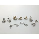 Five pairs of 9ct gold diamond earrings, approx 8.