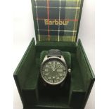 A boxed Barbour gents ex display watch with green