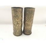 A Pair of WW1 German Trench art vases made from In