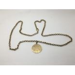 A 9ct gold belcher link necklace with attached St