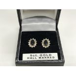 A pair of 9ct gold, sapphire And stone set Stud ea