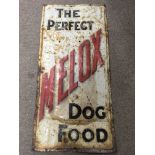 Early raised tin sign Melox dog food