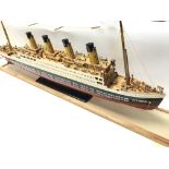 A professionally built model of the Titanic.cased.