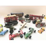 A collection of die cast play worn toys including