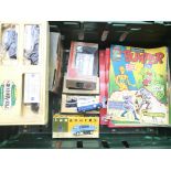 A Box containing boxed diecast, marvel bumper Comi