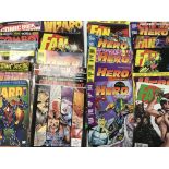 A large collection of comics including Hero. Fan W