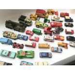 A Large collection of die cast playworn cars.