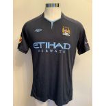 Lescott Manchester City 2010/2011 Match Worn Away Football Shirt: Short sleeve black Umbro shirt