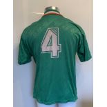 1994 McGrath Republic Of Ireland International Match Worn Football Shirt: Green number 4 short