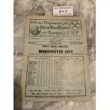 38/39 West Ham v Manchester City Football Programme: Second Division match in very good condition