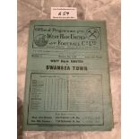 38/39 West Ham v Swansea Football Programme: Second Division match in good condition with no team