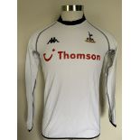 Carr 2003/2004 Match Worn Tottenham Football Shirt: Long sleeve white Kappa shirt number 2.