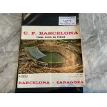 1966 Barcelona v Zaragoza Fairs Cup Final Football Programme: Very good condition with no writing.