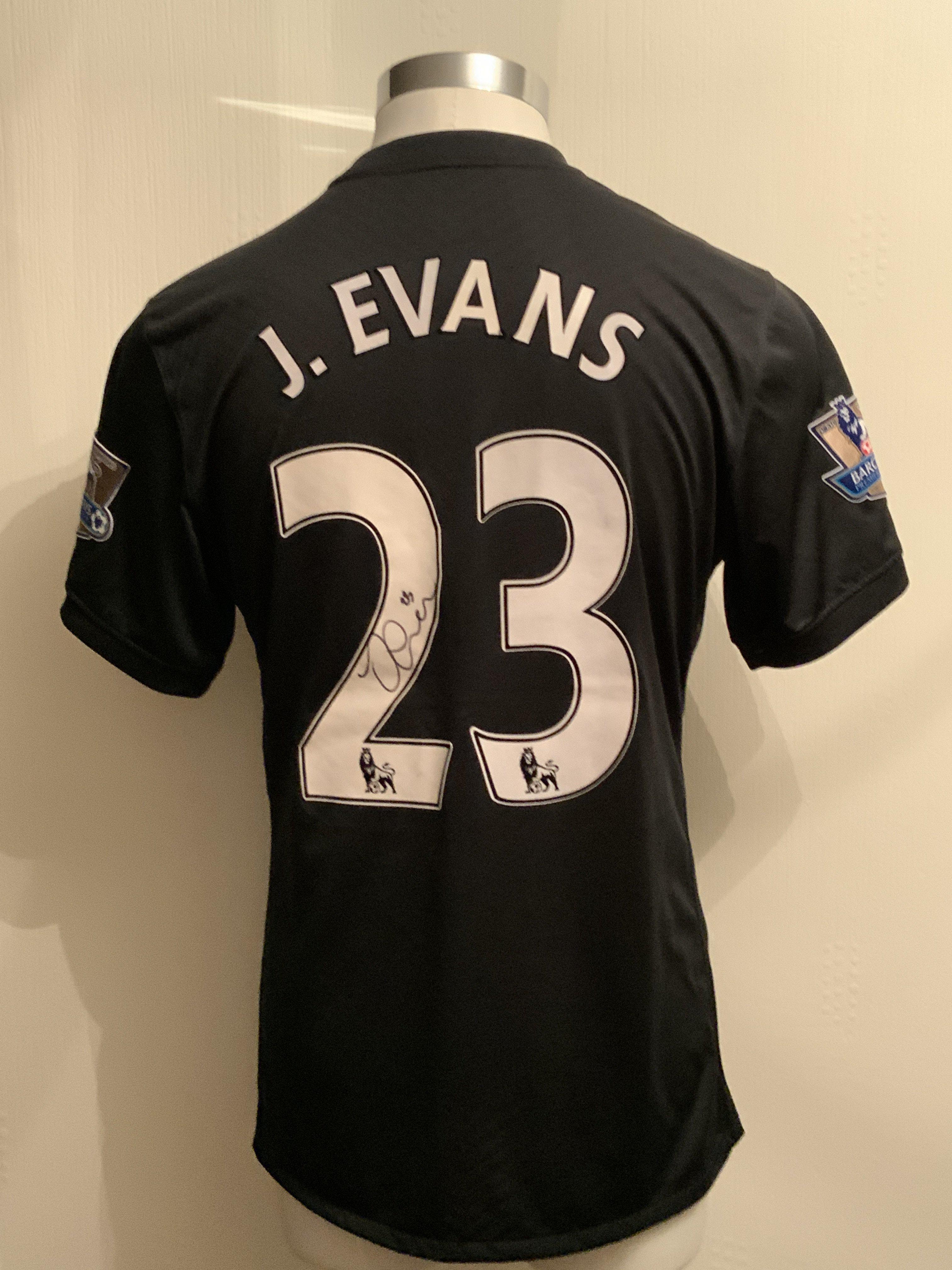 Evans Manchester United Premier League Match Worn Football Shirt: Black number 23 short sleeved