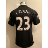 Evans Manchester United Premier League Match Worn Football Shirt: Black number 23 short sleeved