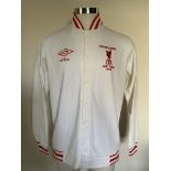 Liverpool 1978 League Cup Final Players Walk Out Jacket: Superb white jacket with red trim.