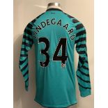 Lindegaard Manchester United Match Issued Football Shirt: Premiership badging to long sleeves.
