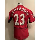 2004 Manchester United FA Cup Final Match Issued Football Shirt: Red number 23 short sleeved shirt.