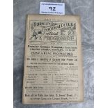 1921/22 Burnley v Everton Football Programme: Very good condition ex bound with no team changes or