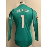 De Gea Manchester United Match Issued Football Shirt: Premiership badging to arms. Number 1 green