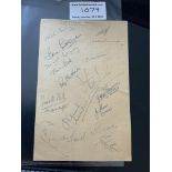 Charlton 1962 Signed Football Squad Menu: Signed by 16 including trainer and manager to blank