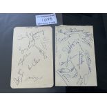 Sheffield Wednesday + Fulham Signed Pages: Two pages from an autograph book. One has 9 autographs