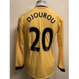 Djourou 2010/2011 Match Worn Arsenal Away Football Shirt: Yellow long sleeve shirt worn in a Premier