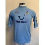 Thatcher Rare 2002/2003 Match Issued Tottenham Football Shirt: Short sleeve light blue Kappa shirt