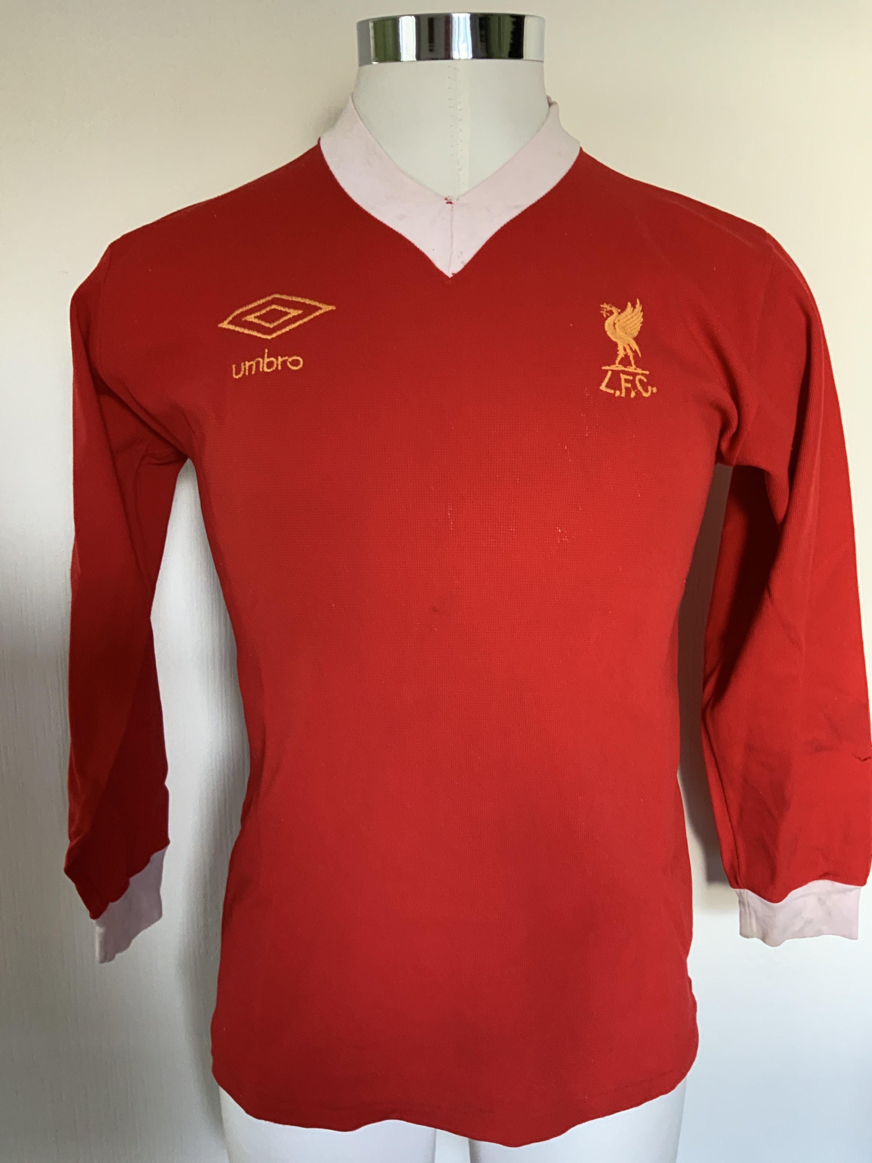 Liverpool 76/77 Match Worn Tommy Smith Football Shirt: Long sleeve home shirt from the season they