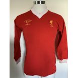 Liverpool 76/77 Match Worn Tommy Smith Football Shirt: Long sleeve home shirt from the season they