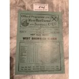 38/39 West Ham v West Brom Football Programme: Second Division match in excellent condition with